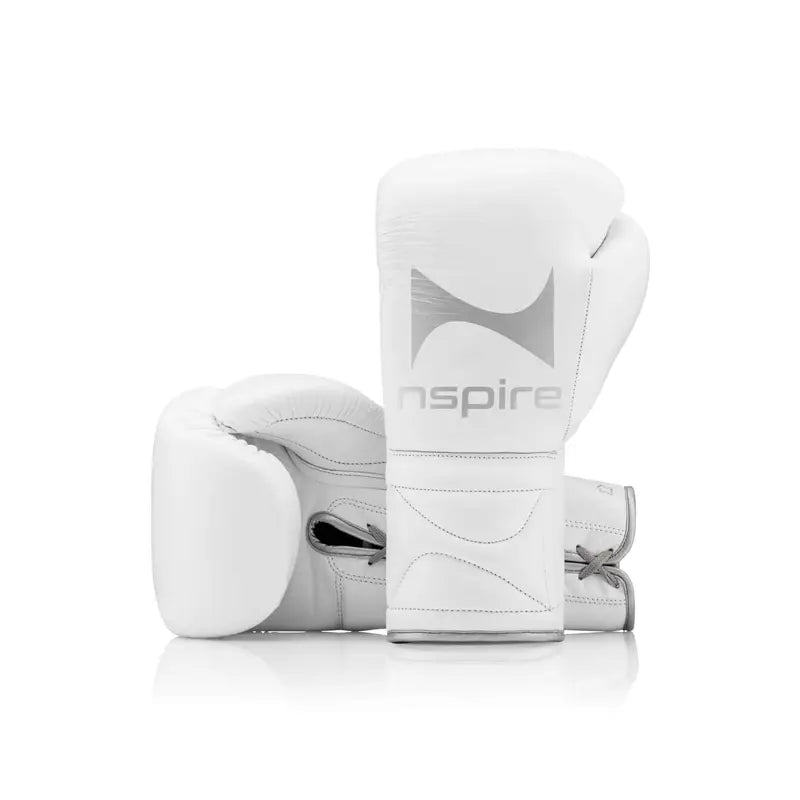 NSPIRE Elite Leather bokshandschoenen — wit/zilver