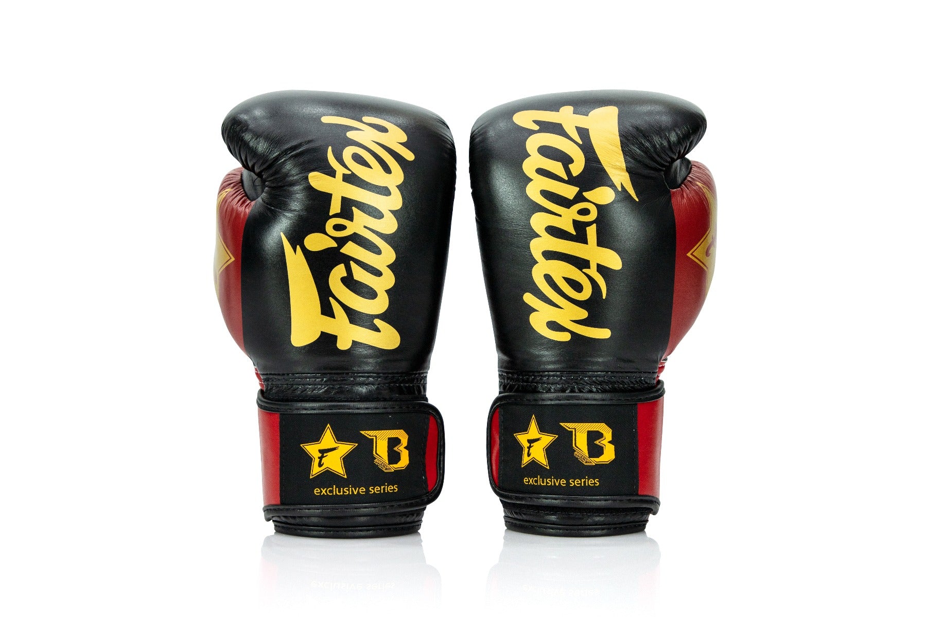 Fairtex x Booster v2 bokshandschoenen — zwart/rood/goud