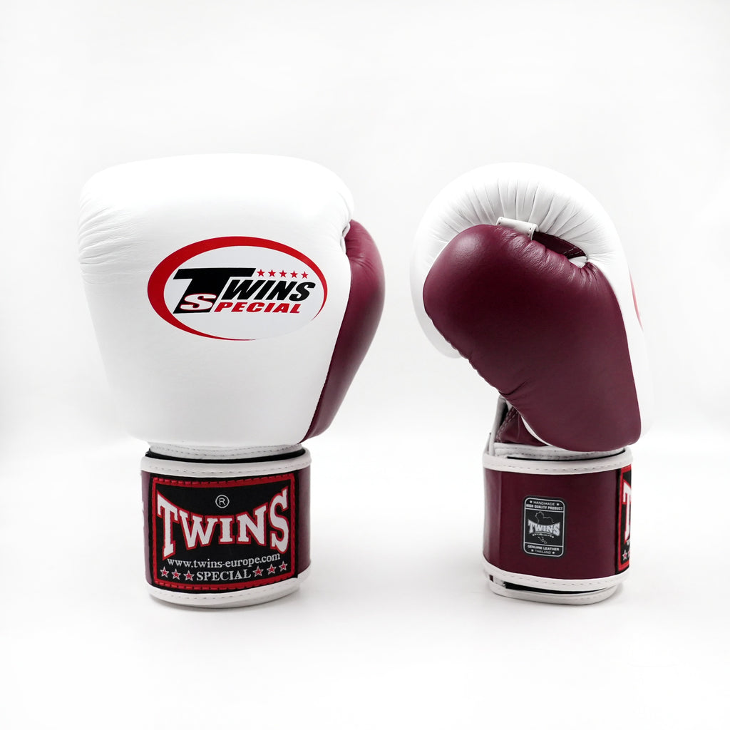 Twins BGVL3 2-tone bokshandschoenen — bordeaux/wit
